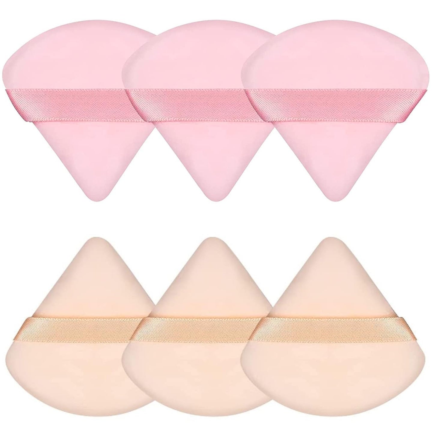 6 Pcs Powder Puff, Face Soft Triangle Makeup Puff Velour Makeup Sponge for Loose Powder (Black)