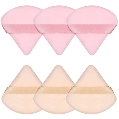 6 Pcs Powder Puff, Face Soft Triangle Makeup Puff Velour Makeup Sponge for Loose Powder (Black)