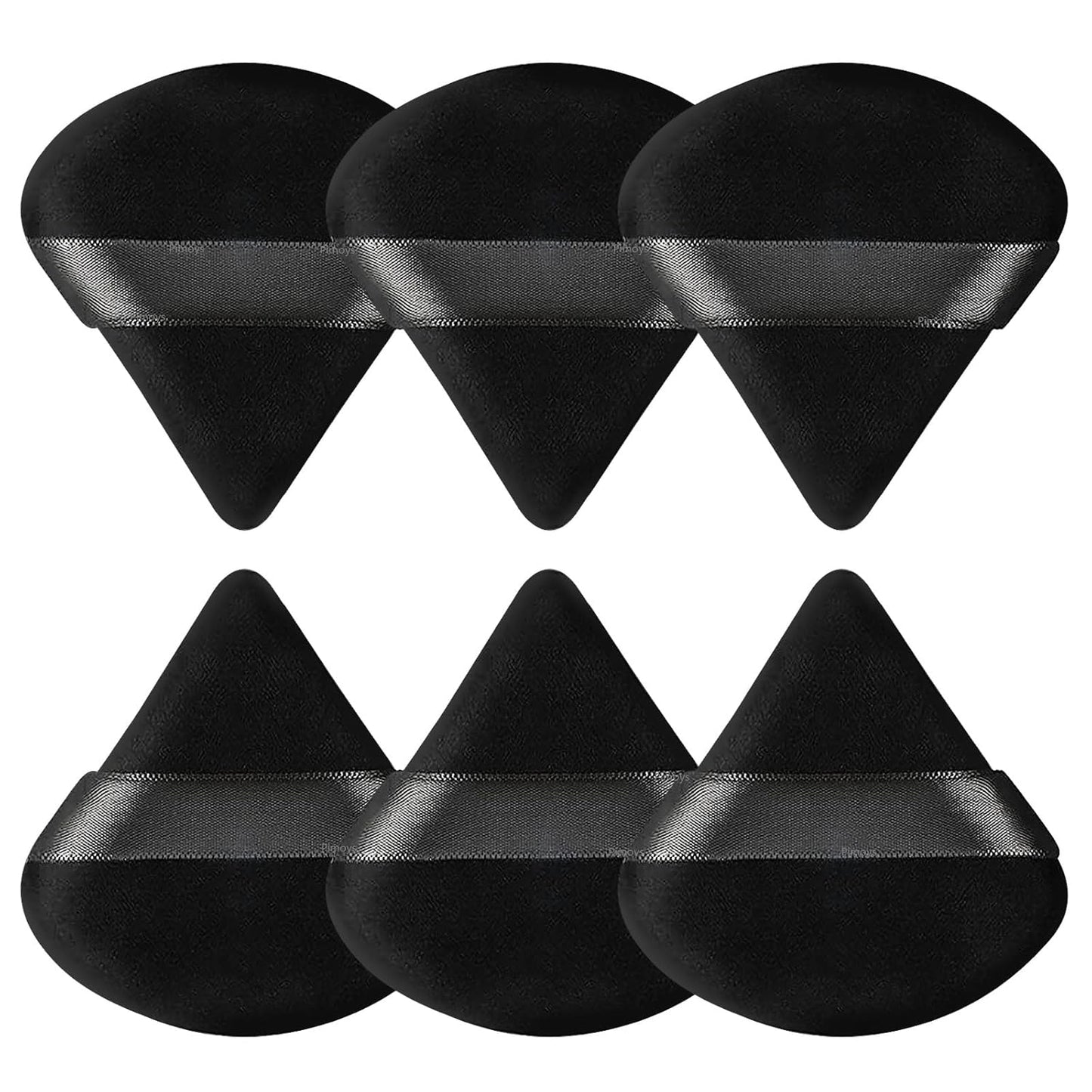 6 Pcs Powder Puff, Face Soft Triangle Makeup Puff Velour Makeup Sponge for Loose Powder (Black)