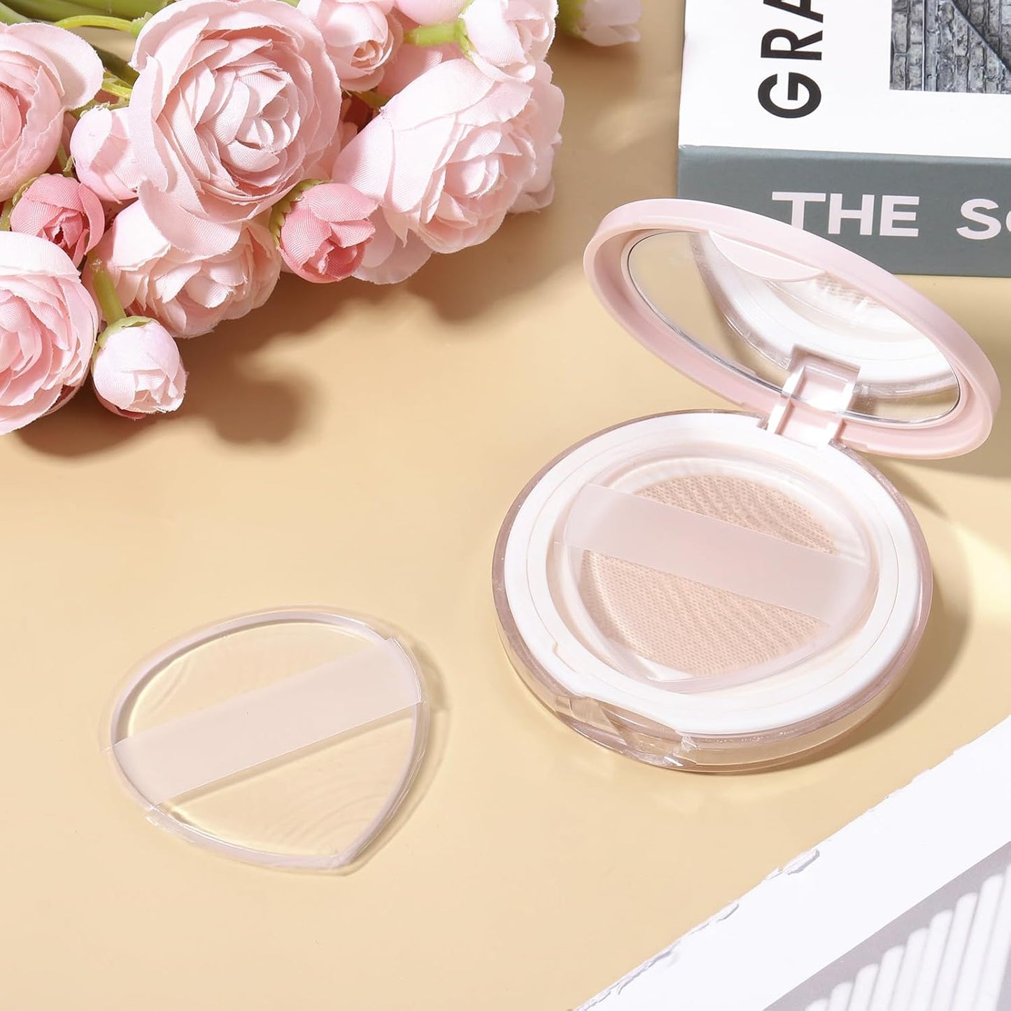 2Pcs Silicone Makeup Sponge, Clear Jelly Makeup Applicator Non-Absorbent Silicone Washable Cosmetic Applicator for Foundation Concealer Cream Blush Highlighter