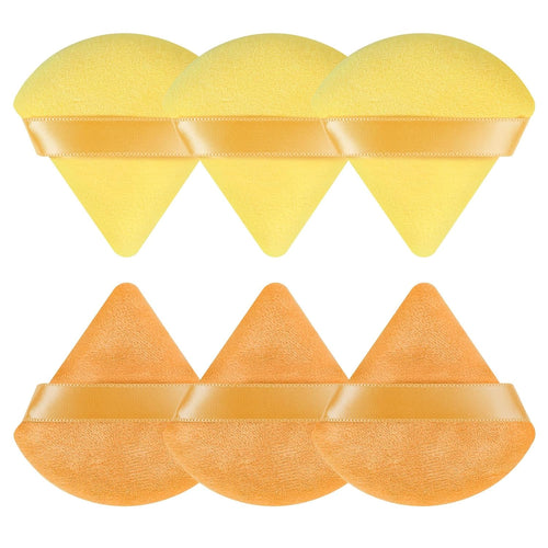 6 Pcs Powder Puff, Face Soft Triangle Makeup Puff Velour Makeup Sponge for Loose Powder (Black)