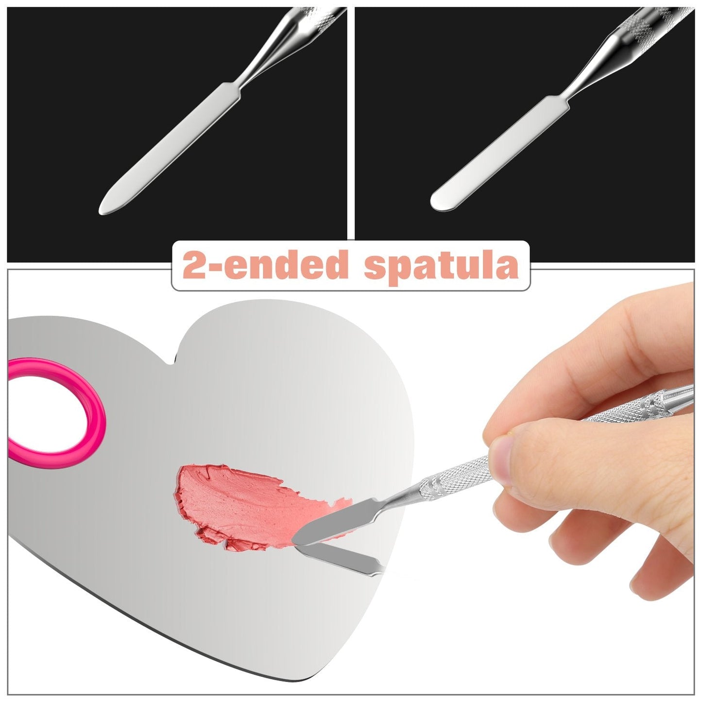 Makeup Mixing Palette, Stainless Steel Cosmetics Makeup Palette Foundation Cream Mixing Blending Artist Tool Makeup Tools with Spatula for Eyeshadow, Lipsticks, Nail Art