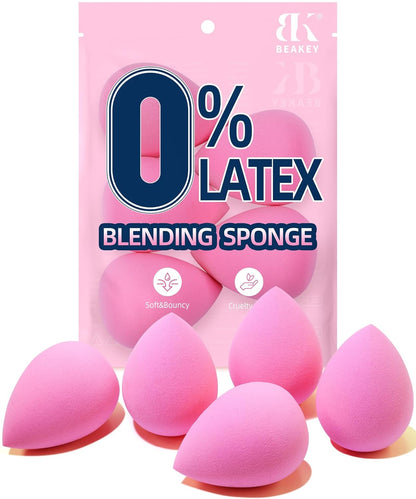 Makeup Sponge Set, 5 Pcs Foundation Blending Sponge, Beauty Sponges Flawless for Liquid, Cream, and Powder, Latex-Free and Vegan  Makeup Sponges, Black