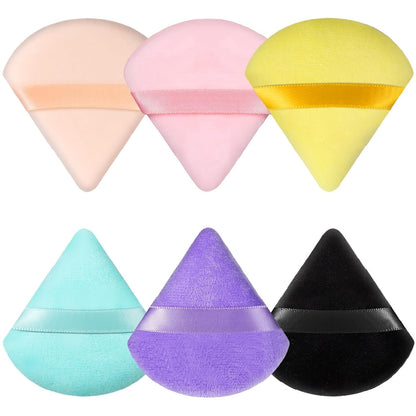 6 Pcs Powder Puff, Face Soft Triangle Makeup Puff Velour Makeup Sponge for Loose Powder (Black)