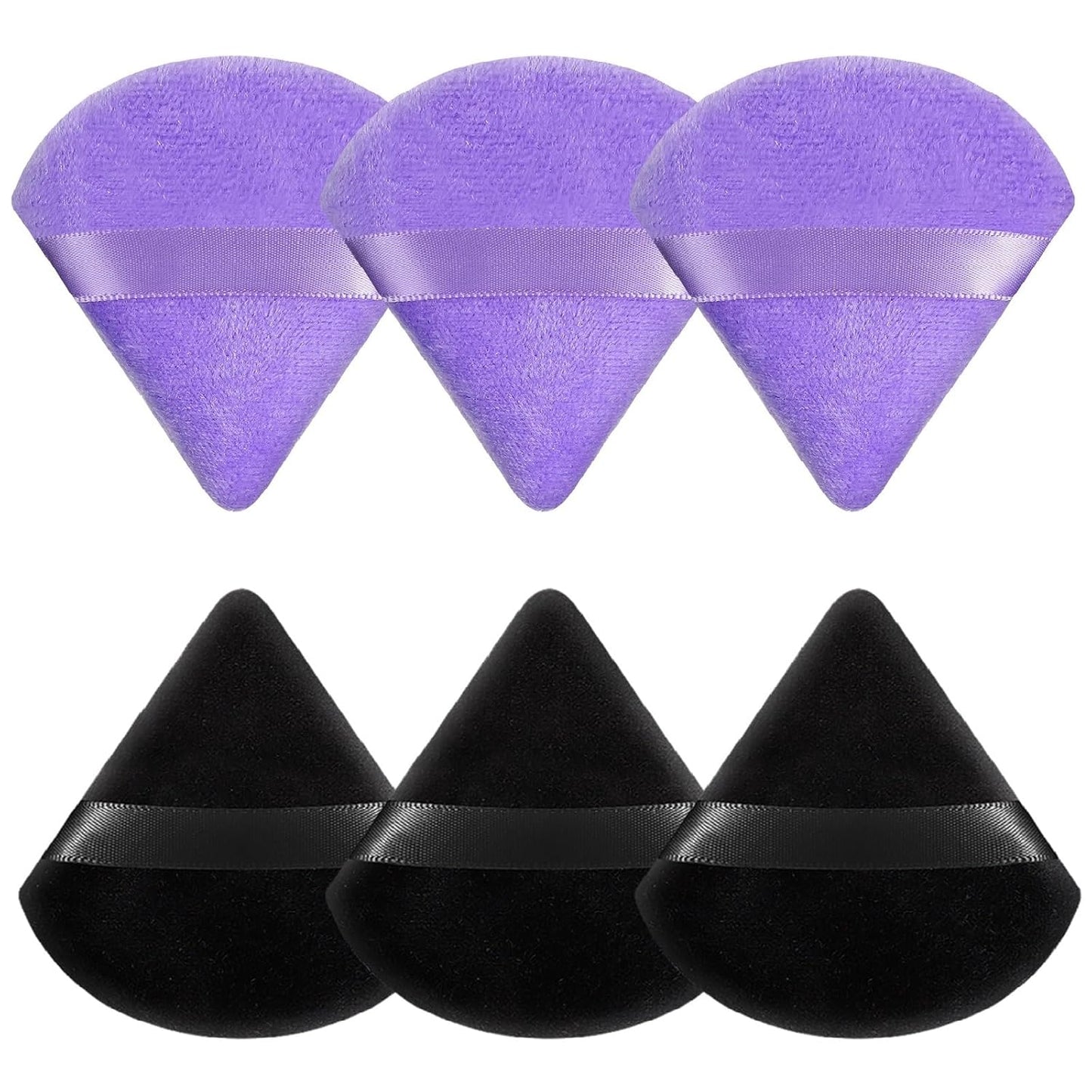 6 Pcs Powder Puff, Face Soft Triangle Makeup Puff Velour Makeup Sponge for Loose Powder (Black)