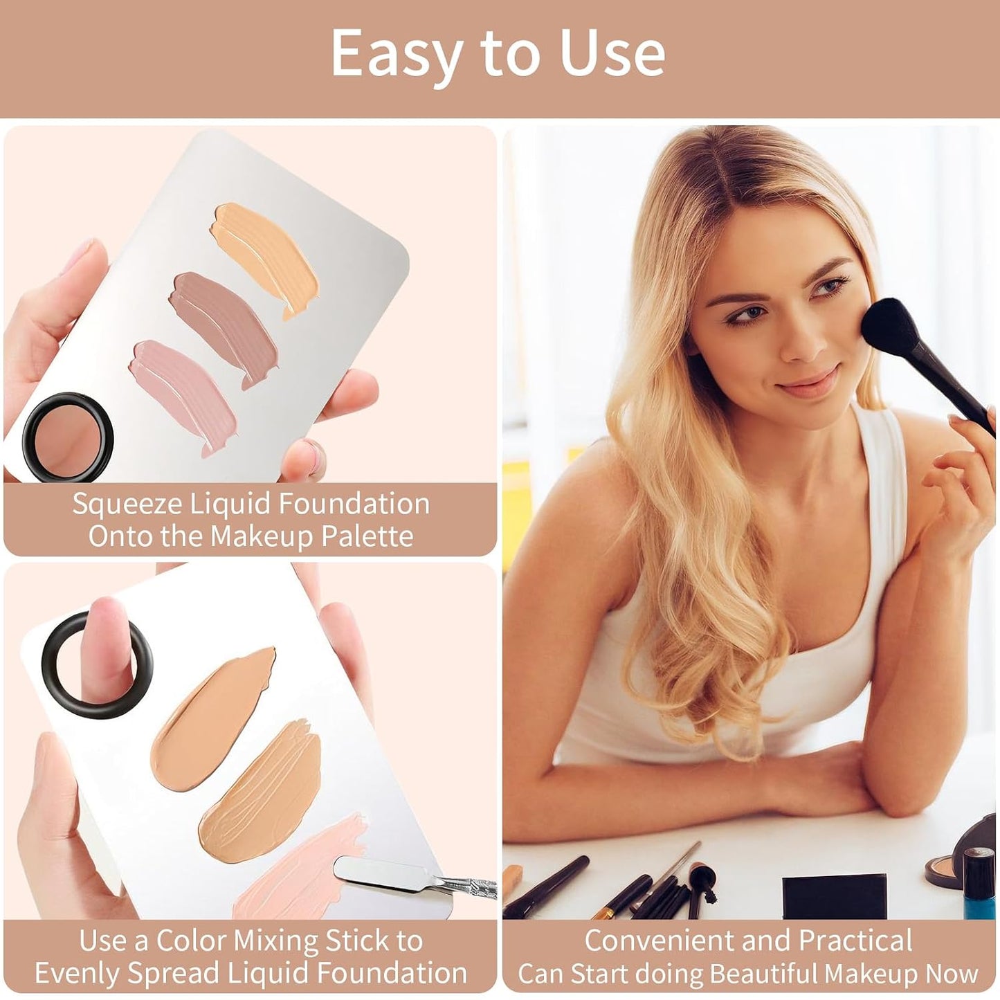 Stainless Steel Cosmetic Makeup Palette,Foundation Spatula,Makeup Mixing Foundation Nail Mixing Palette,Professional Cosmetic Mixing Makeup Palettes Spatula Makeup Artist Tool（1 Pcs）