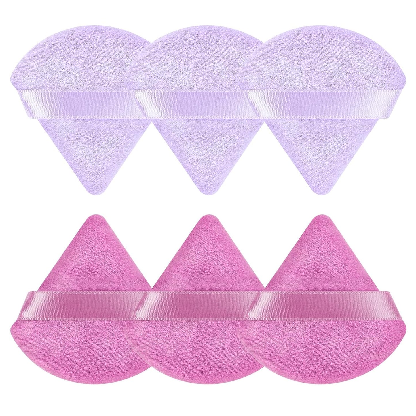6 Pcs Powder Puff, Face Soft Triangle Makeup Puff Velour Makeup Sponge for Loose Powder (Black)
