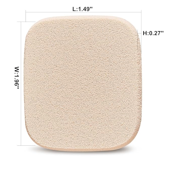 2pcs Square Makeup Sponges with 1 Travel Case, Beauty Face Primer Compact Powder Puff, Blender Sponge Replacement for Cosmetic Flawless Foundation